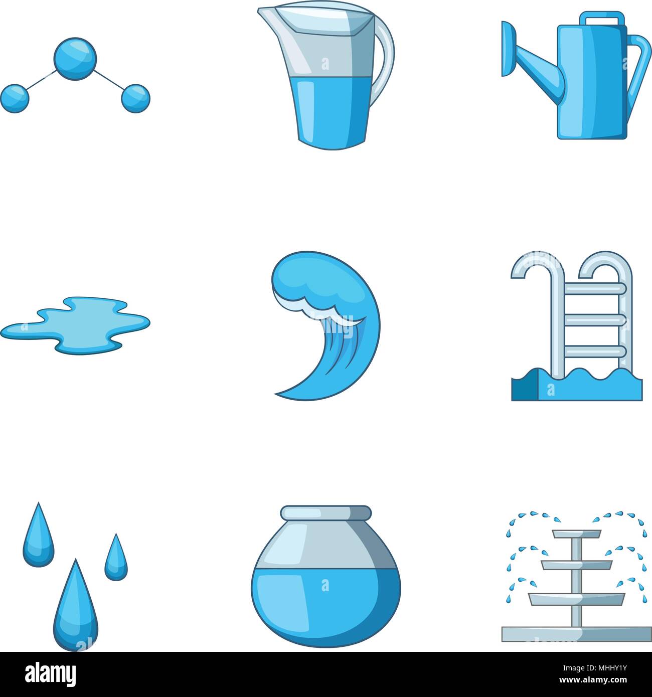 cálmese Inspiración Hecho de Abastecimiento de agua, el conjunto de iconos de estilo de dibujos animados  Imagen Vector de stock - Alamy