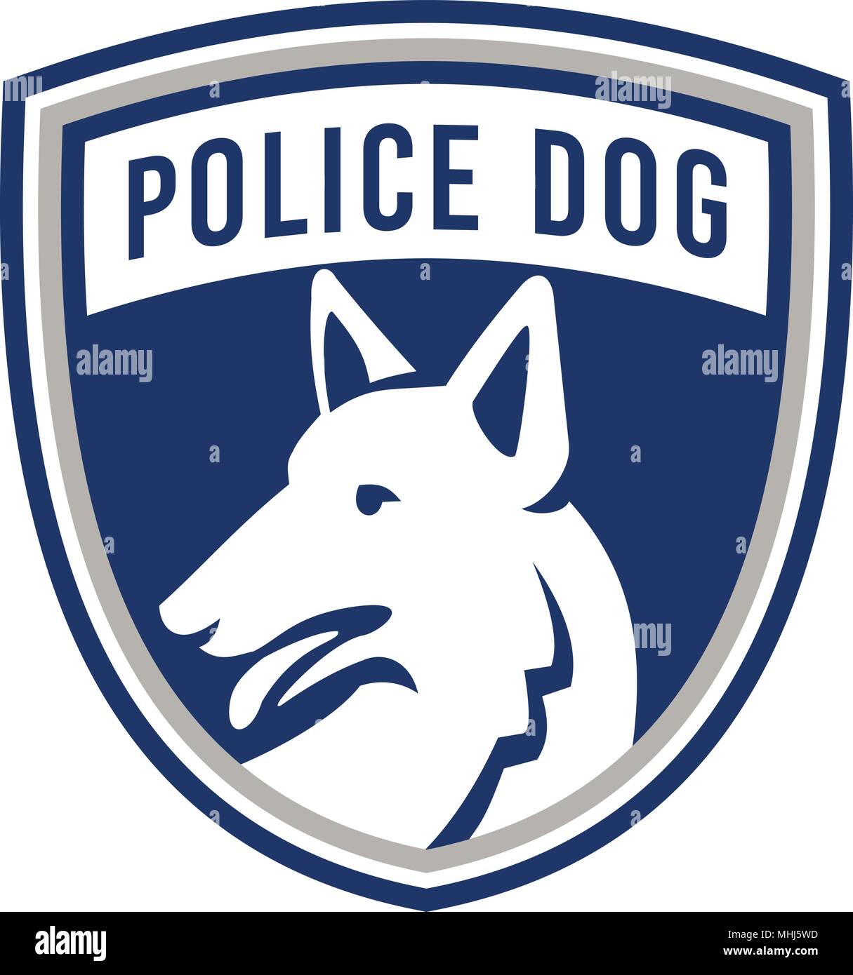 Icono de mascota ilustración de la cabeza de un perro policía pastor alemán Wolf, el alsaciano perro o a veces se abrevia como GSD mirando a lado establecer dentro de la protección Ilustración del Vector