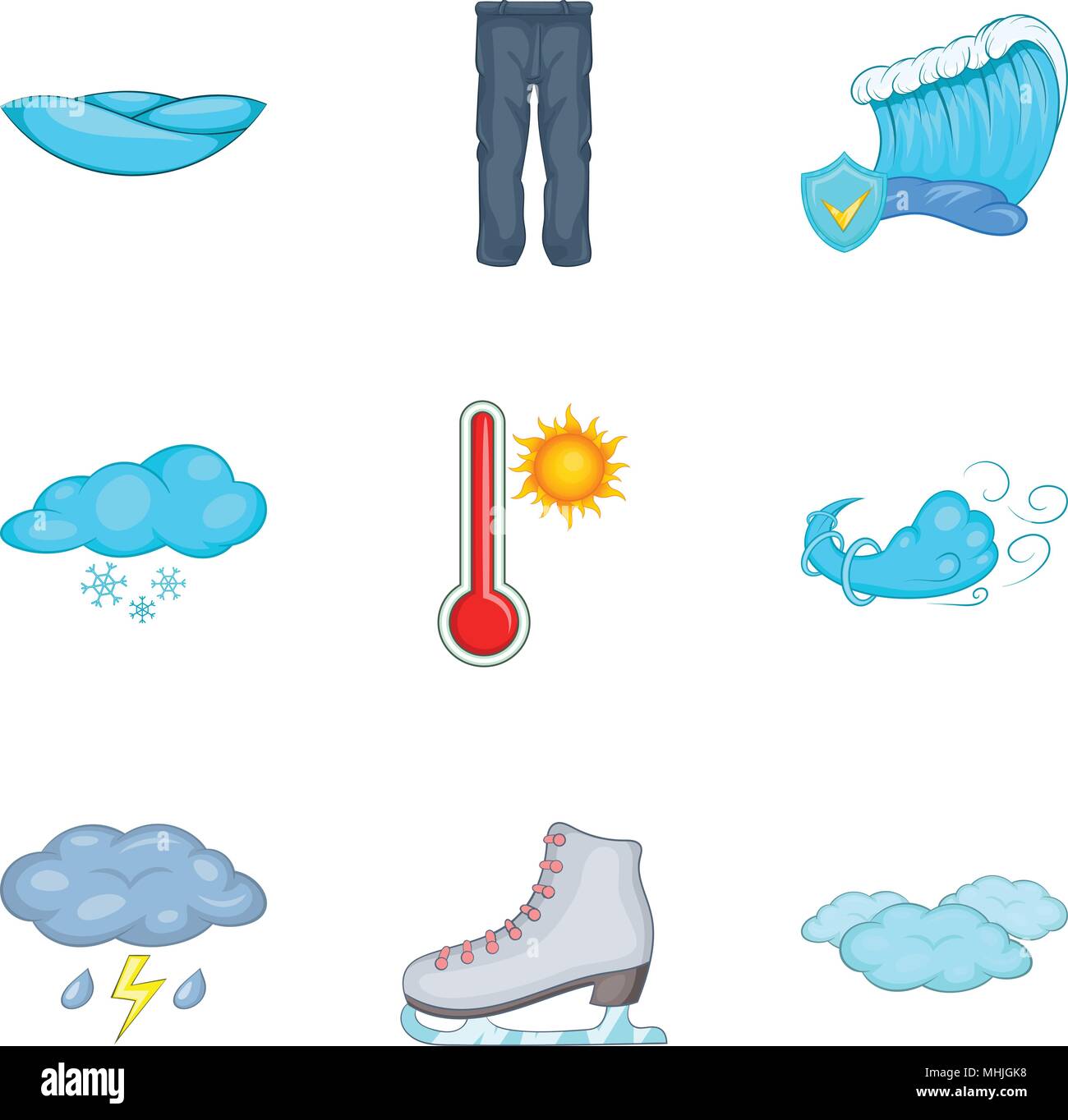 Clima frío, conjunto de iconos de estilo de dibujos animados Imagen Vector  de stock - Alamy