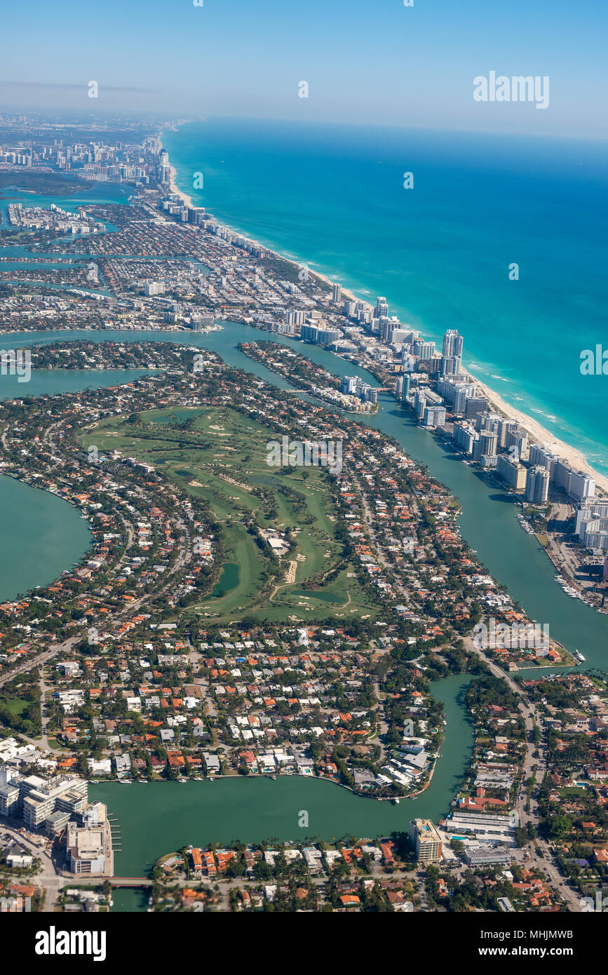 Vista aérea de la ciudad de Miami, Florida. Foto de stock