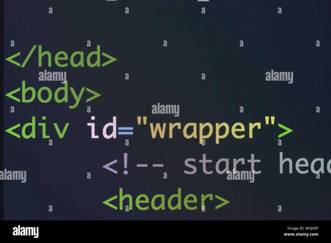 Código Html real desarrollo de pantalla. Programación algoritmo