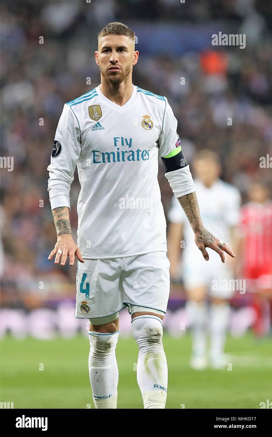Madrid, España. El 1 de mayo de 2018. Sergio Ramos (Real Madrid), durante  la final de la UEFA Champions League, semifinales, 2ª etapa del partido de  fútbol entre el Real Madrid y