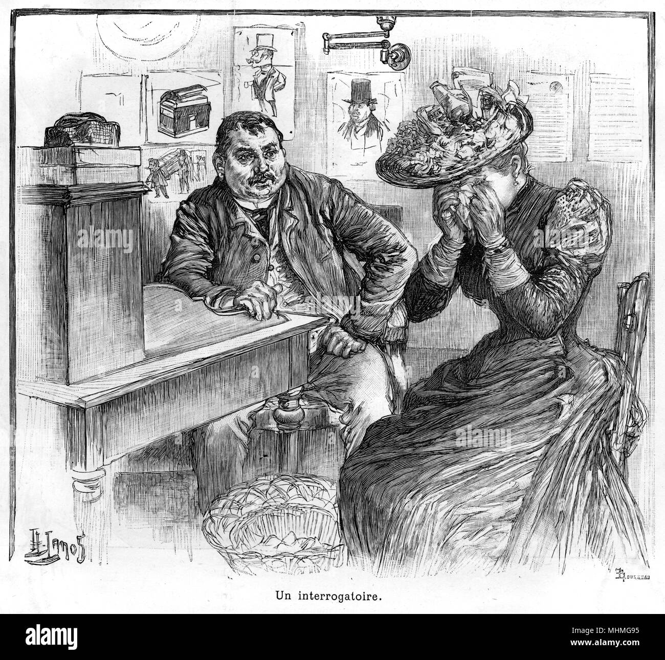 Interrogar a un sospechoso, París Fecha: 1890 Foto de stock