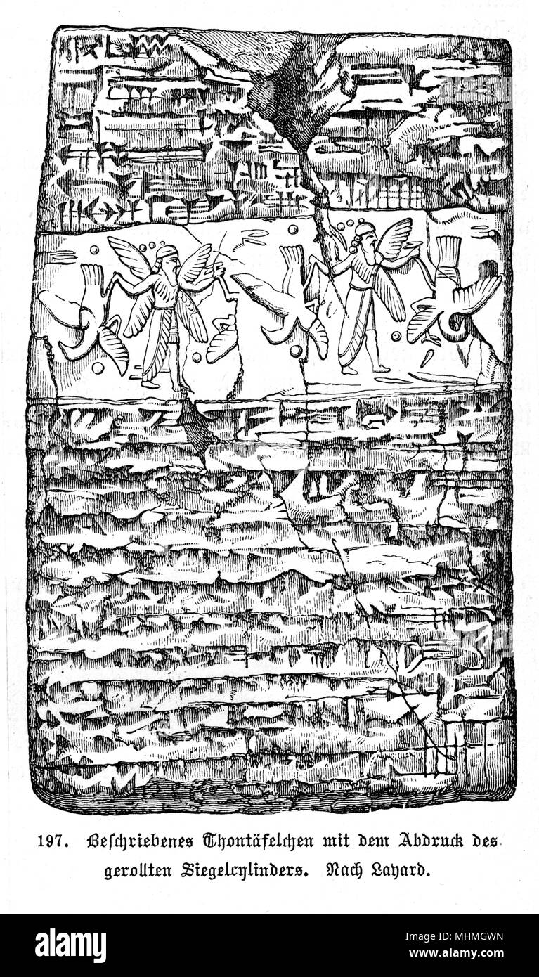 Una inscripción de un sello babilónico Foto de stock