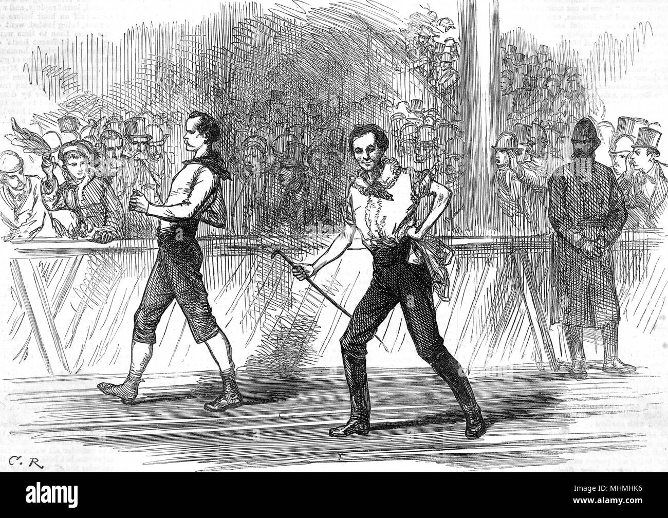 La carrera pedestre de seis días entre Weston y O'Leary en el Agricultural Hall, Islington Fecha: 1877 Foto de stock