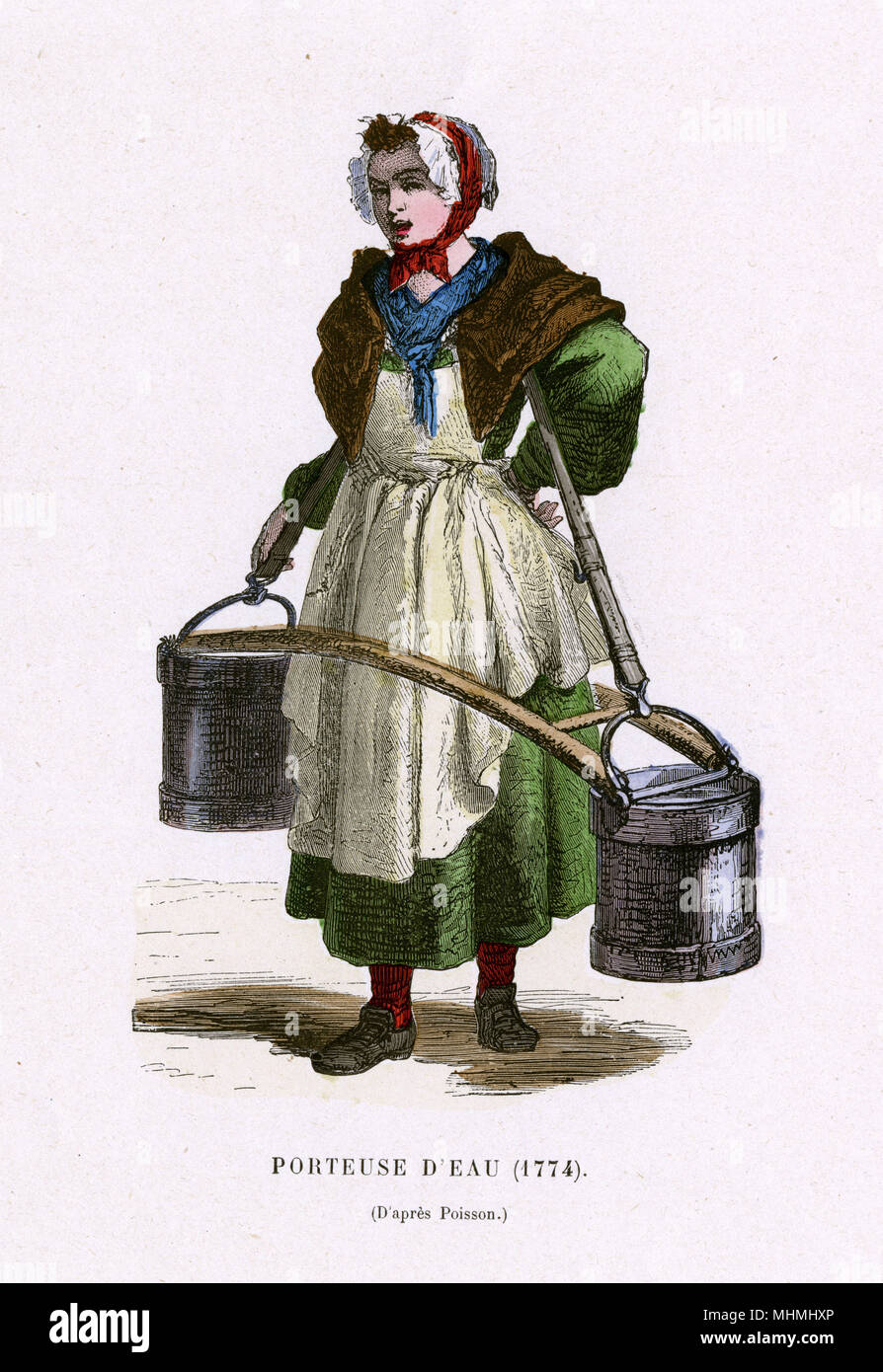 Un portador de agua parisina Fecha: 1774 Foto de stock