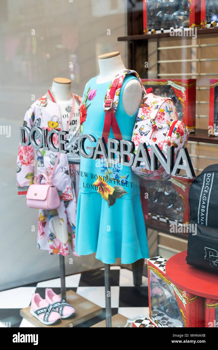 Dolce y Gabbana tienda escaparate. New Bond Street, Londres Foto de stock