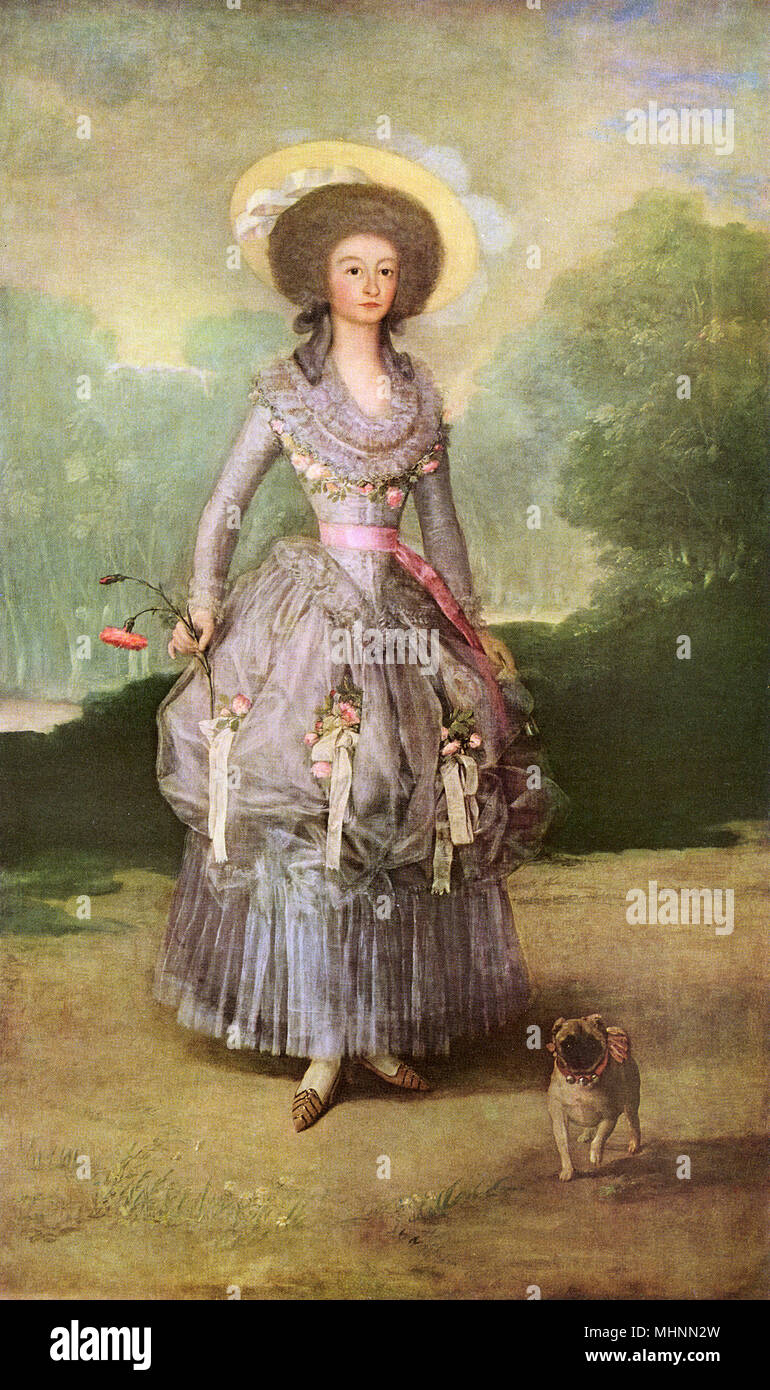 La Marquesa de Pontejos por Francisco de Goya y Lucientes (1746-1828) - La pintura sobre lienzo (1785-1790). Fecha: circa 1788 Foto de stock