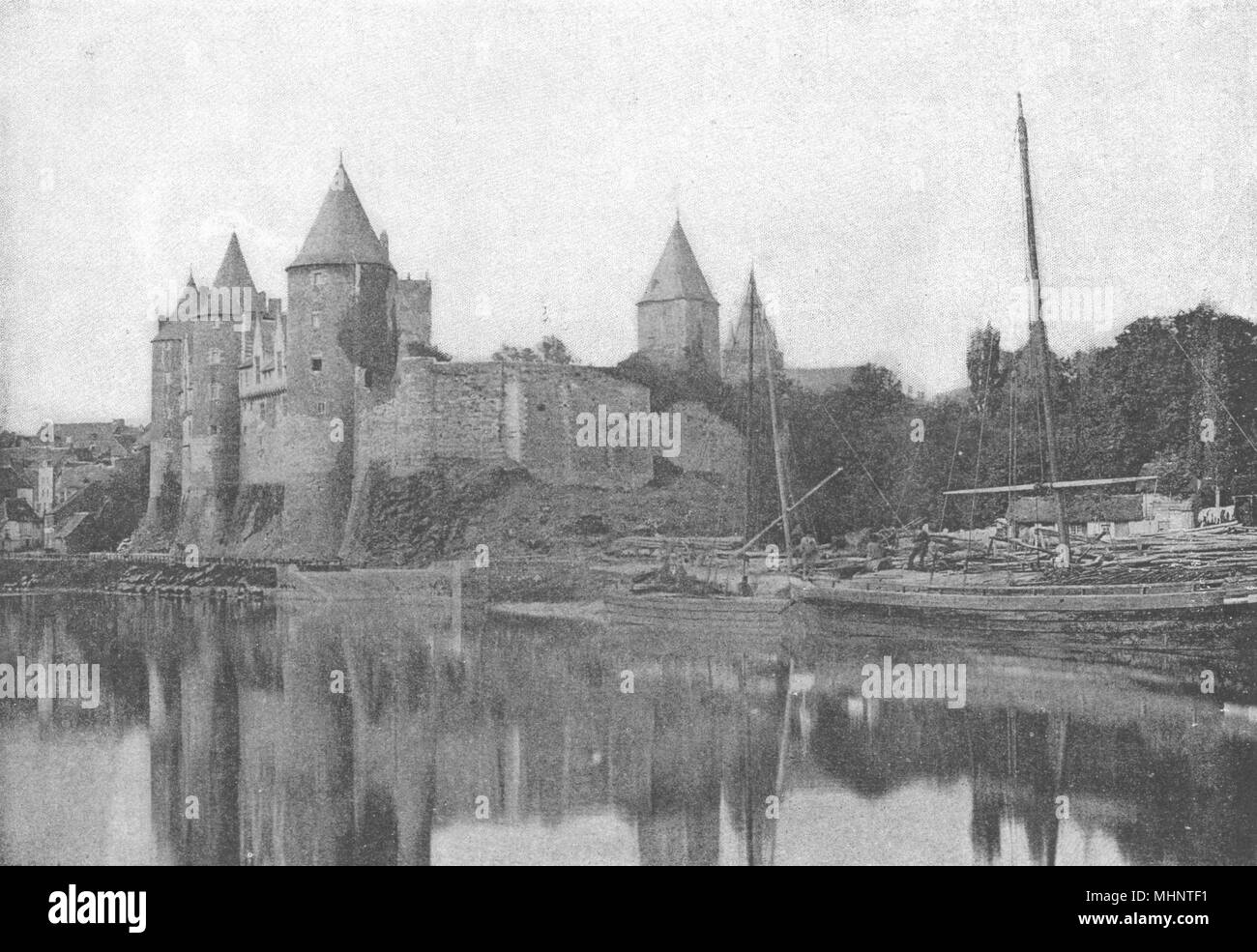 MORBIHAN. Josselin. Chateau. Ensemble 1895 vintage antigua imagen de impresión Foto de stock