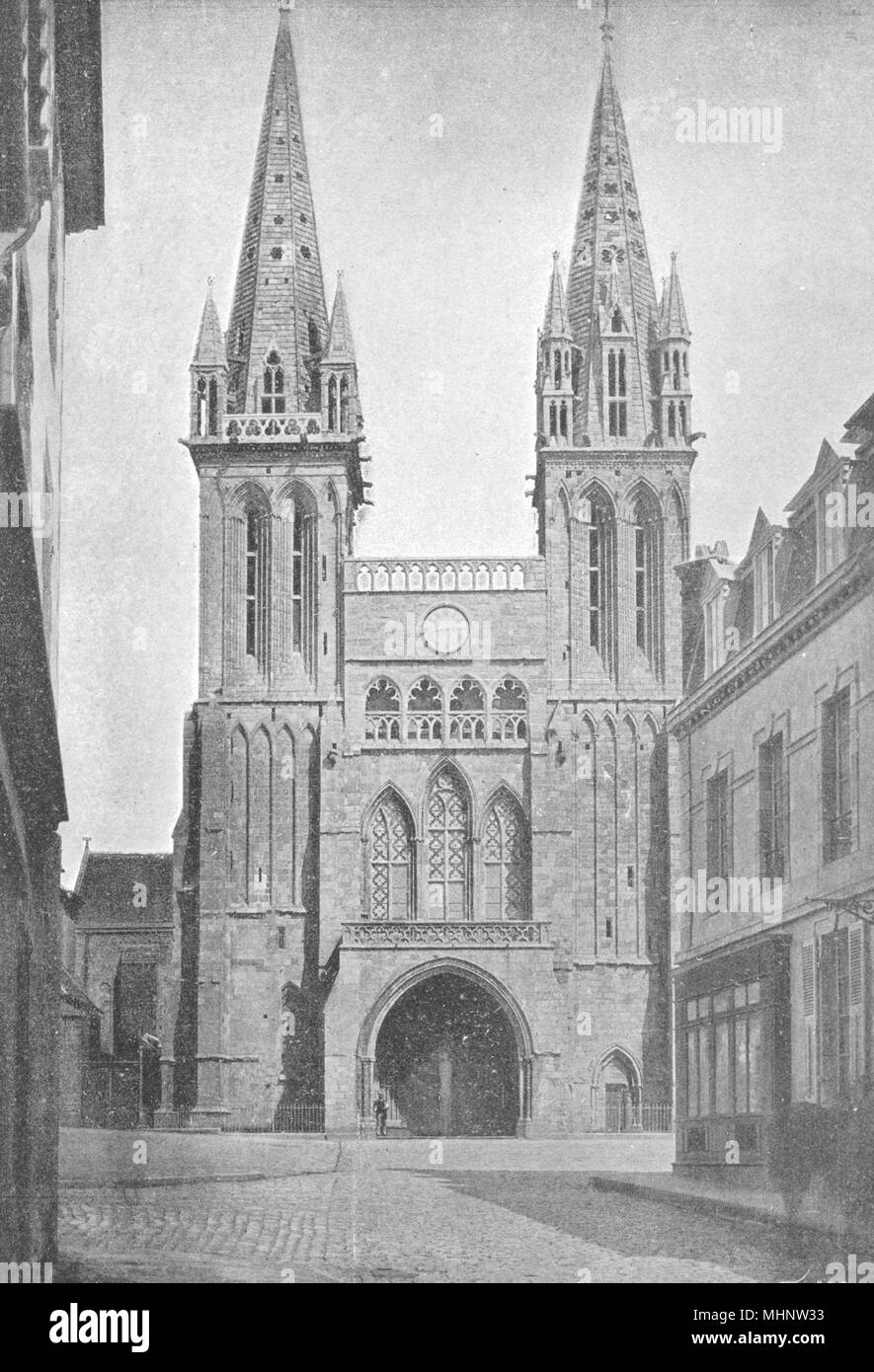 FINISTÈRE. St- pol- de- León. Ancienne Cathédrale antigua 1895 imprimir Foto de stock