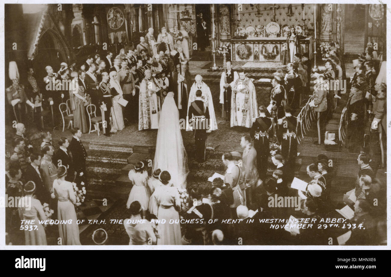 Boda del duque de Kent y la princesa Marina de Grecia Foto de stock