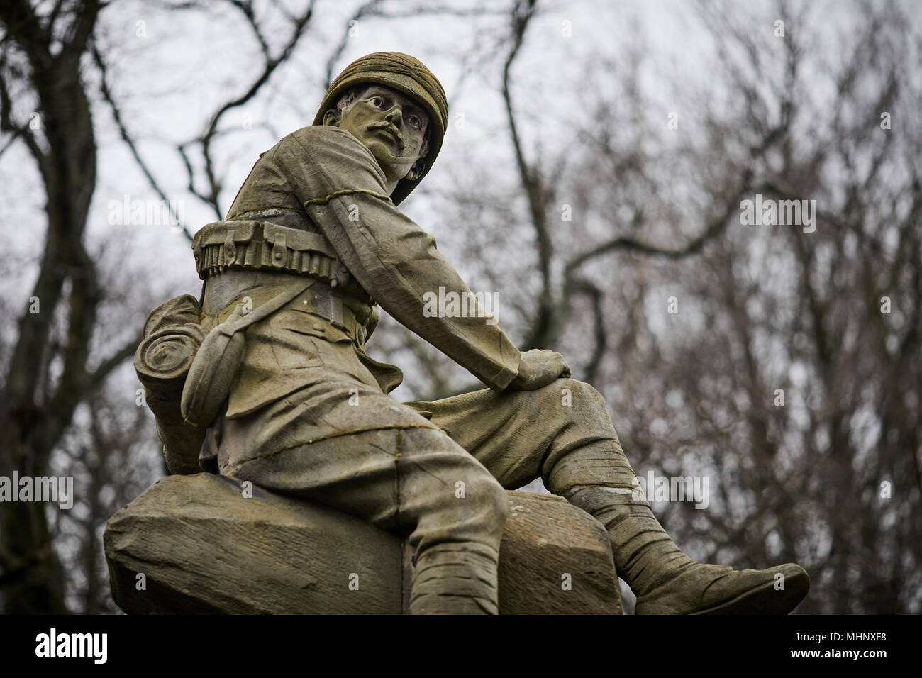 Glasgow, en Escocia, Memorial a las tierras altas de Infantería Ligera, parque Kelvingrove Foto de stock