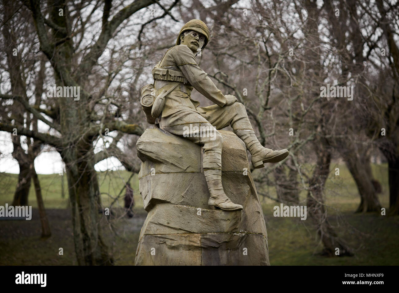 Glasgow, en Escocia, Memorial a las tierras altas de Infantería Ligera, parque Kelvingrove Foto de stock