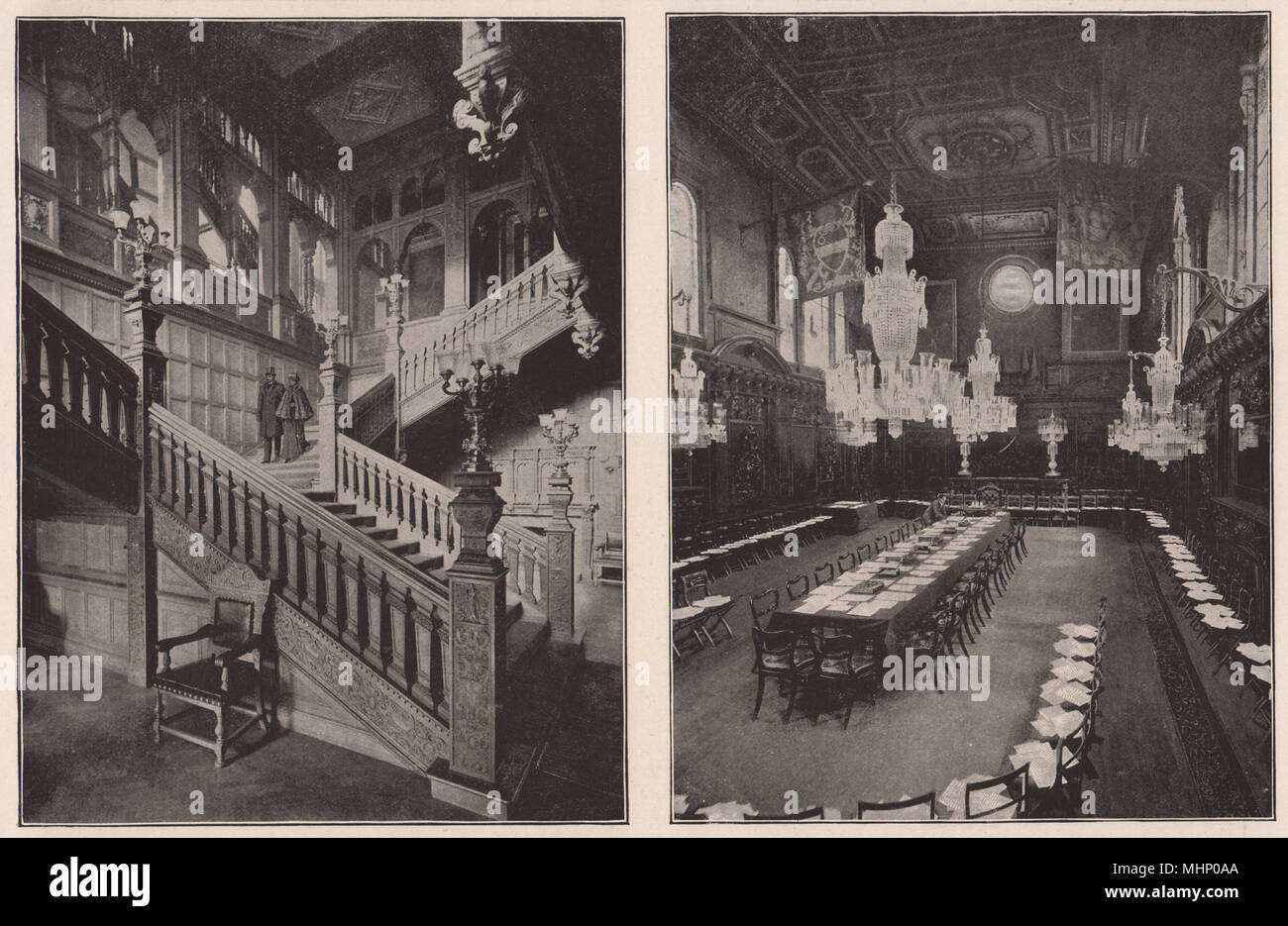 La tienda de ultramarinos' Hall escalera; Mercers' Hall Livery reunión. Londres 1896 imprimir Foto de stock