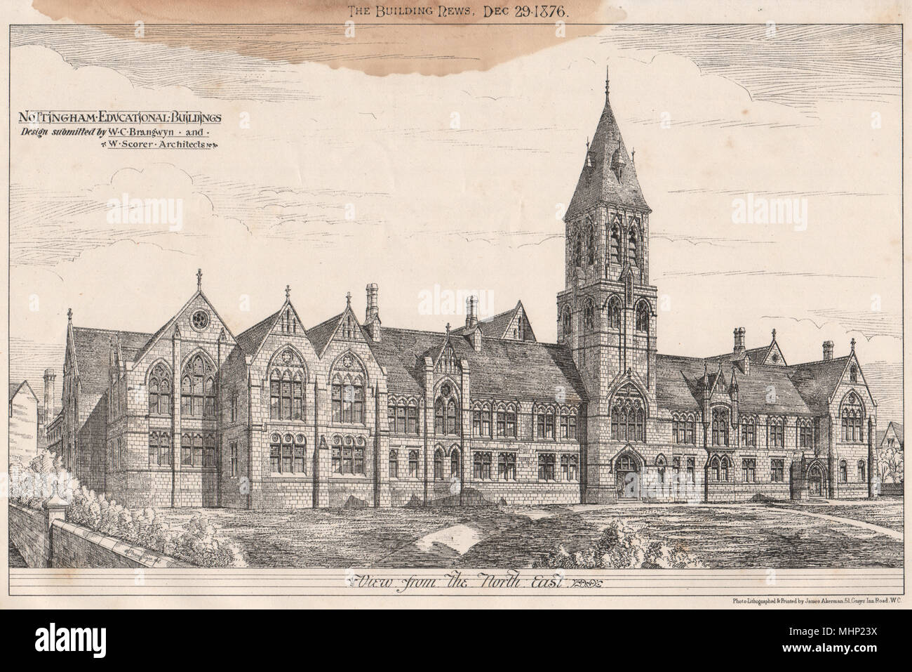 Nottingham edificios educativos; Diseño por Brangwyn & goleador arquitectos 1876 Foto de stock