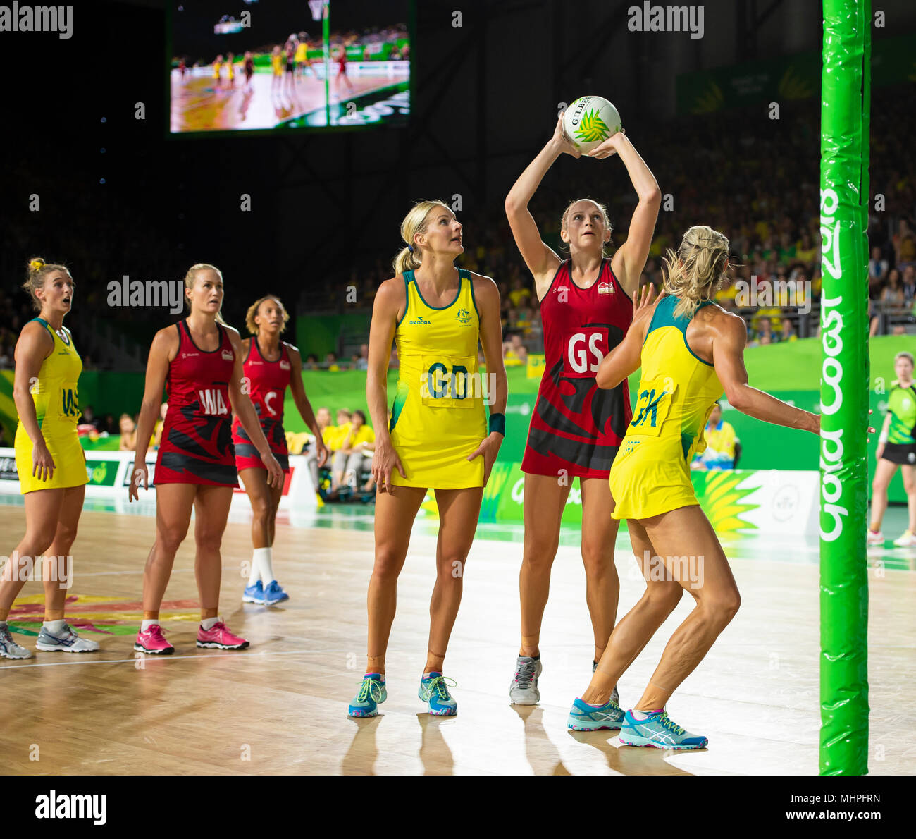 Australia v England Netball Match-Commonwealth juegos de medalla de Oro 2018 Foto de stock