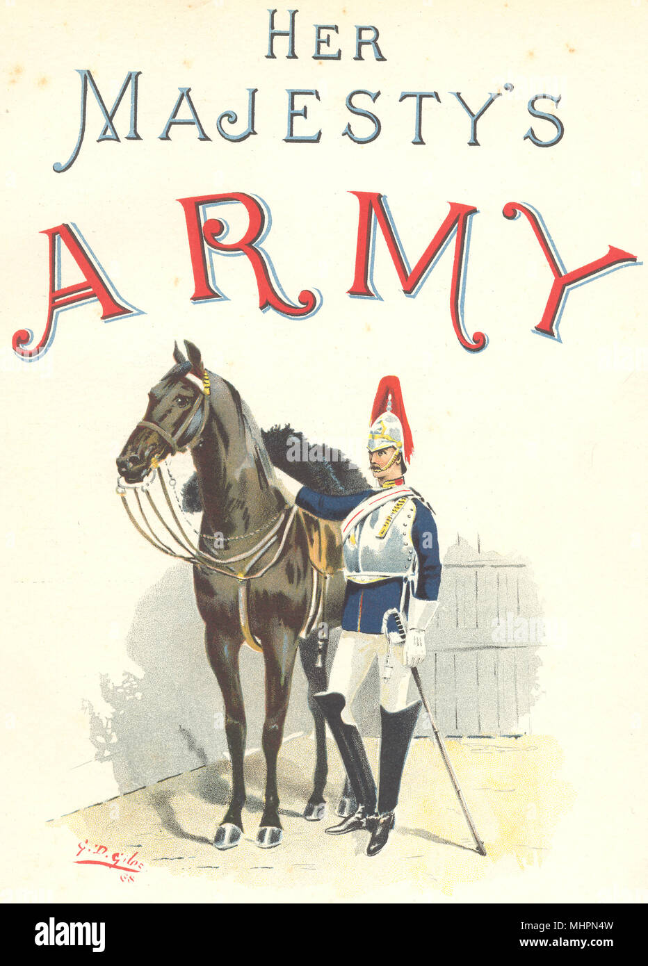 Uniformes del ejército británico. Los guardias a caballo. 1890 regimiento de impresión antigua Foto de stock