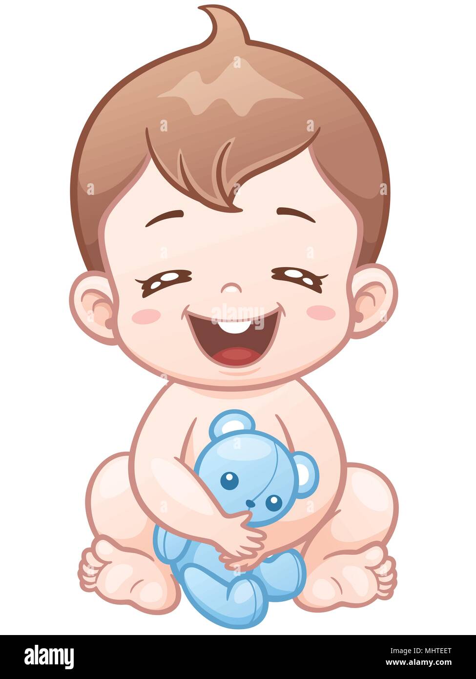 Ilustracion Vectorial De Dibujos Animados Lindo Bebe Con Osito De Peluche Imagen Vector De Stock Alamy