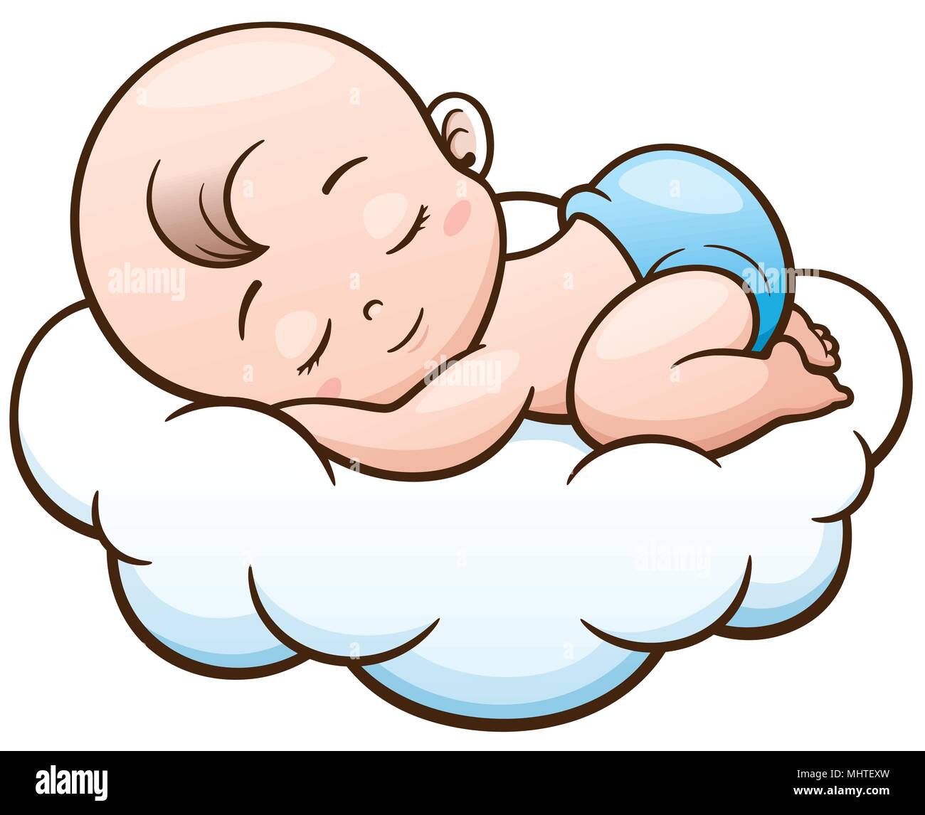 Ilustración vectorial de dibujos animados bebe durmiendo en una nube Imagen Vector de stock - Alamy