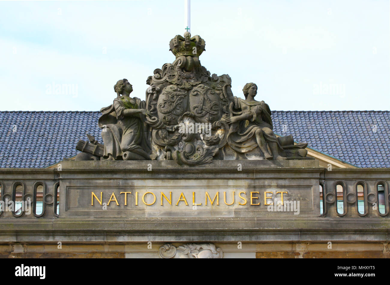 Copenhague, Dinamarca - 3 de mayo de 2018: El Museo Nacional de Dinamarca en Copenhague, Dinamarca es más importante y más grande museo histórico y cultural com Foto de stock