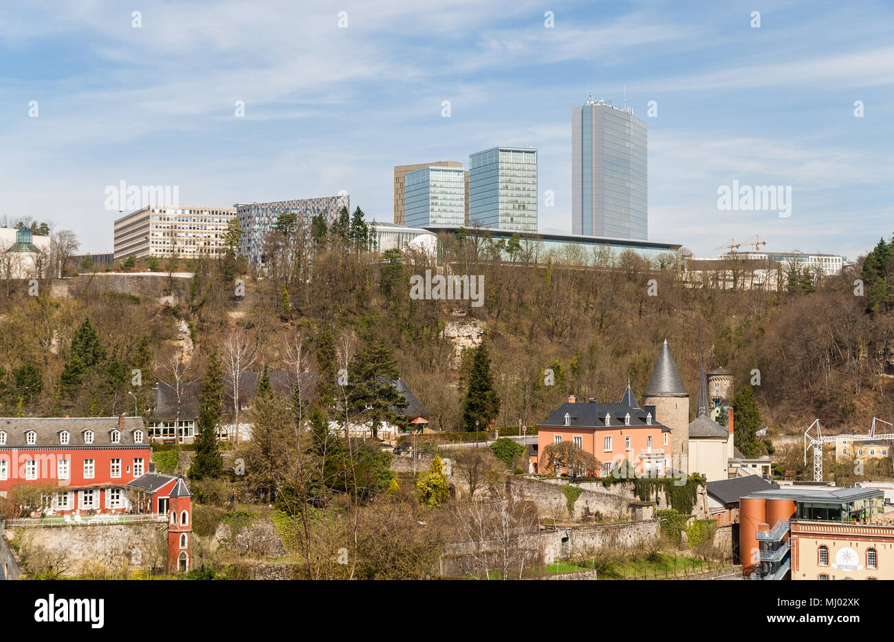 Vista de los edificios de las instituciones europeas, la ciudad de Luxemburgo Foto de stock
