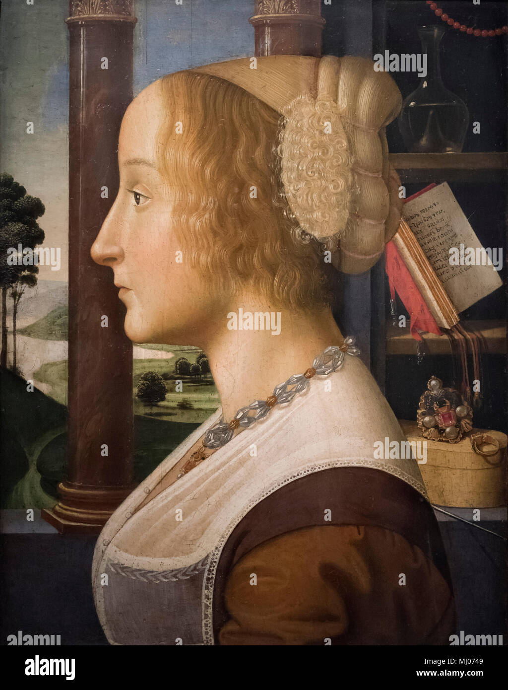 Davide Ghirlandaio (1452-1525), Retrato de una joven mujer, ca. 1490. Porträt einer jungen Frau. Foto de stock