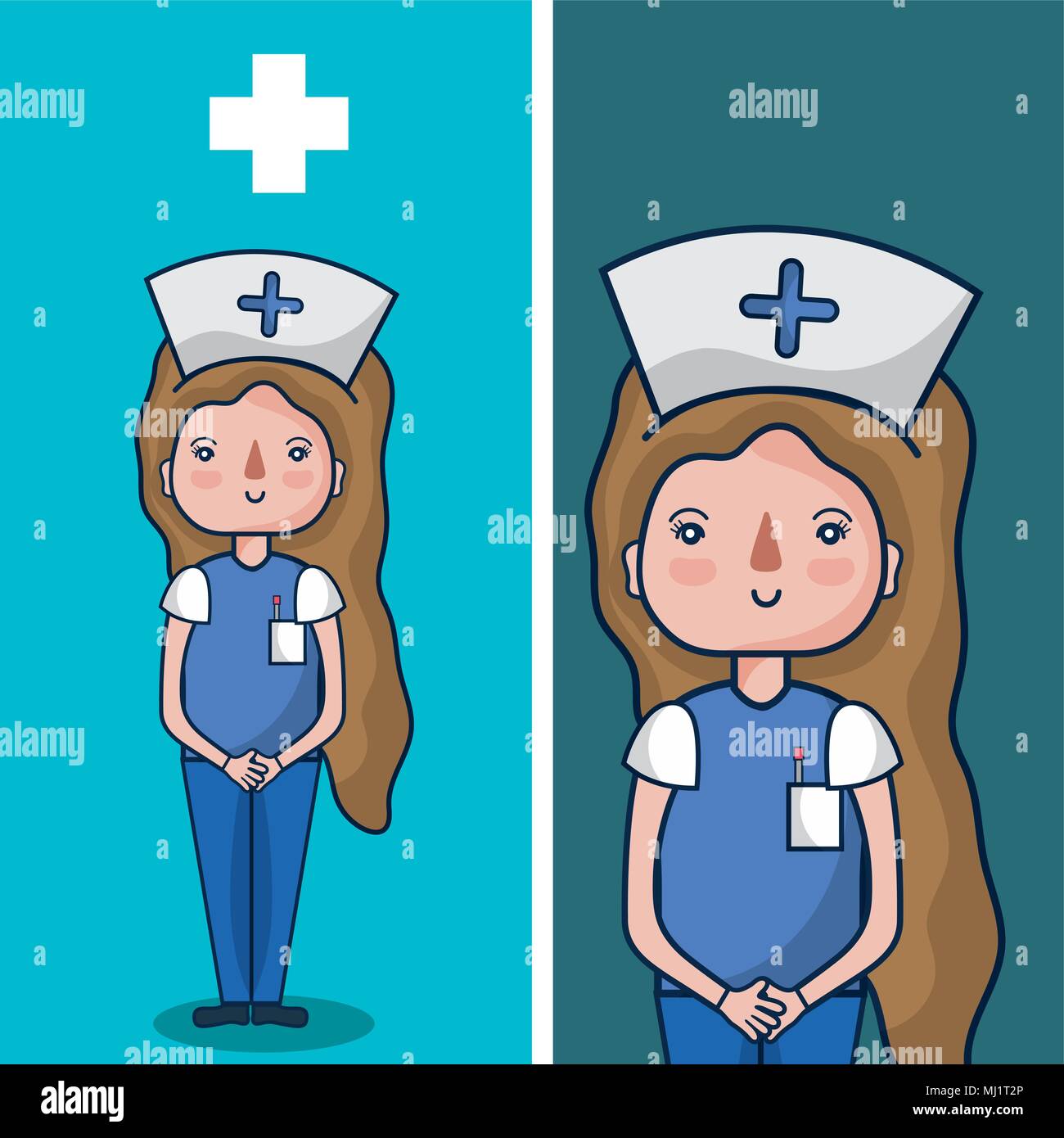 Cute dibujos animados enfermera Imagen Vector de stock - Alamy