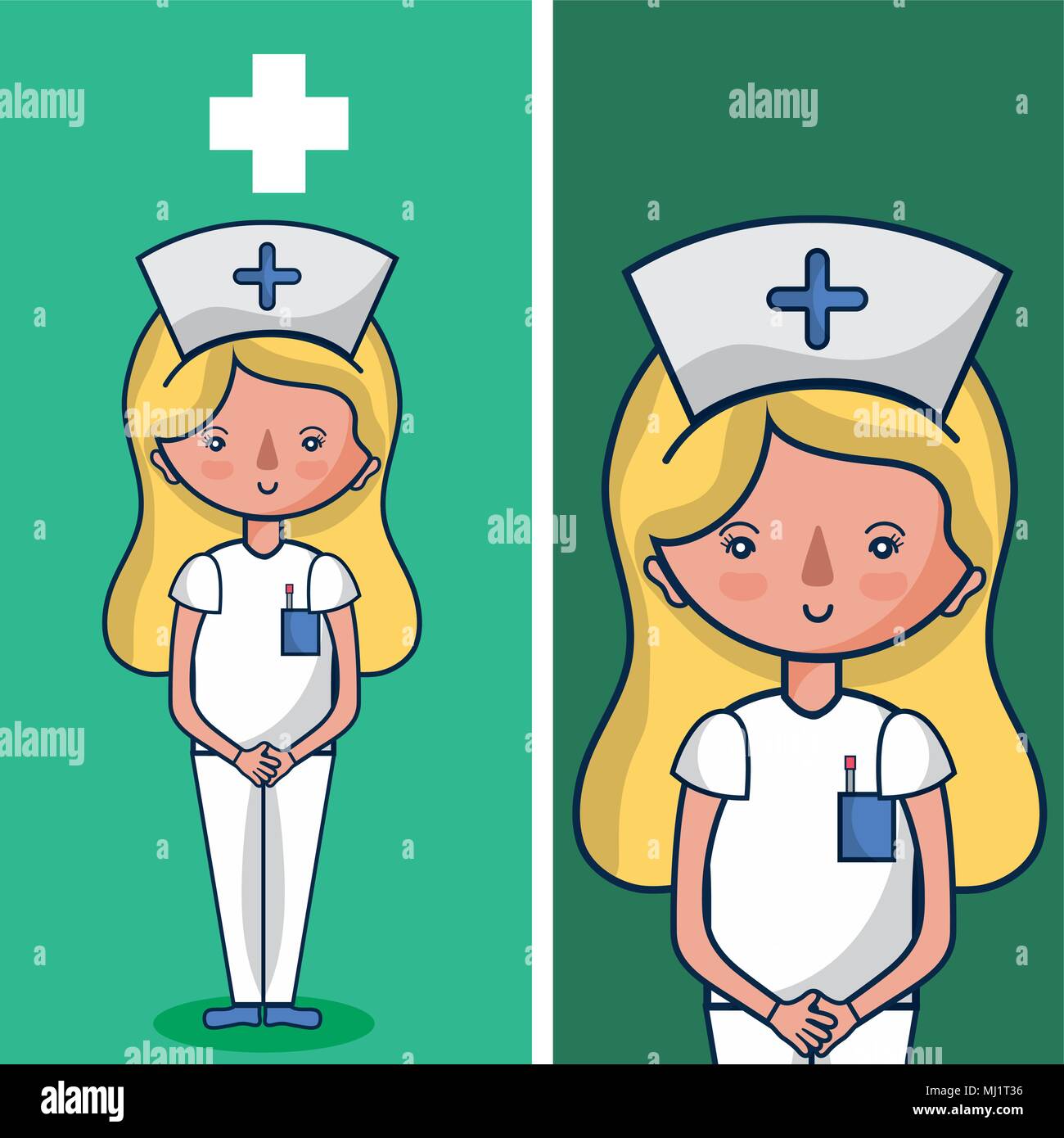 Enfermera lindo estilo de dibujos animados de carácter linterna asiáticos  con jeringa Imagen Vector de stock - Alamy