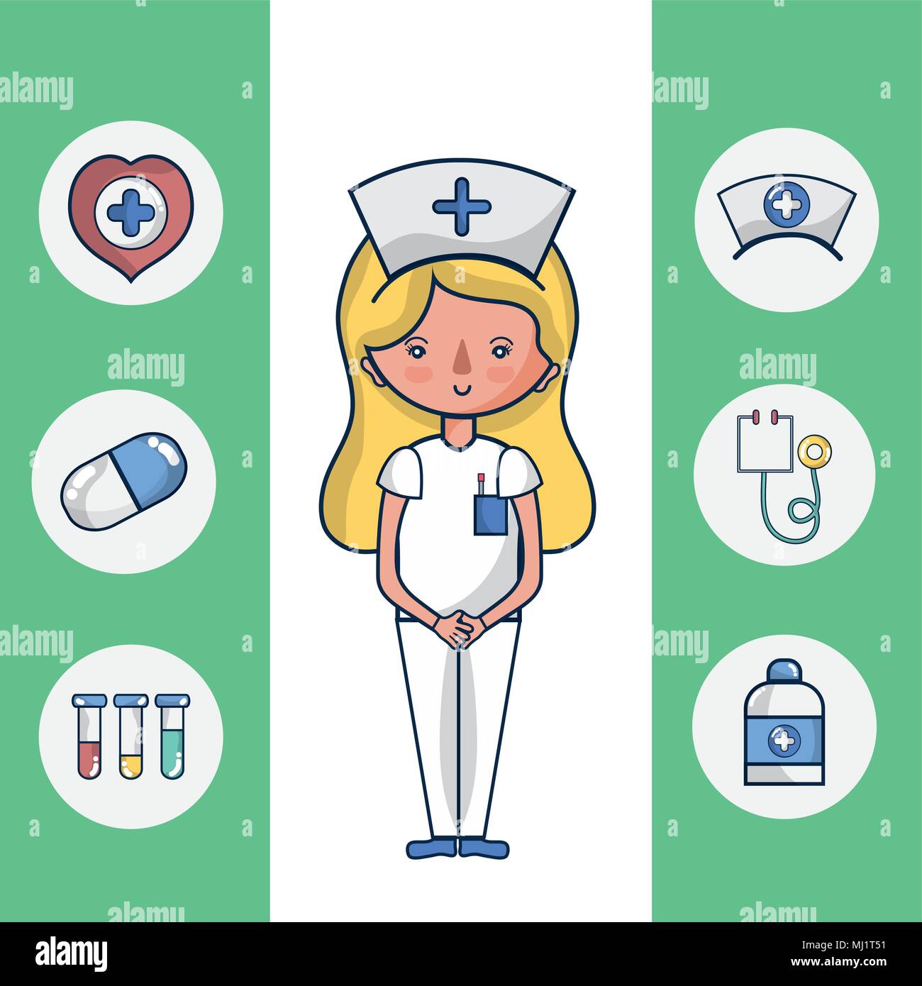 Cute Dibujos Animados Mujer Enfermera Imagen Vector De Stock Alamy