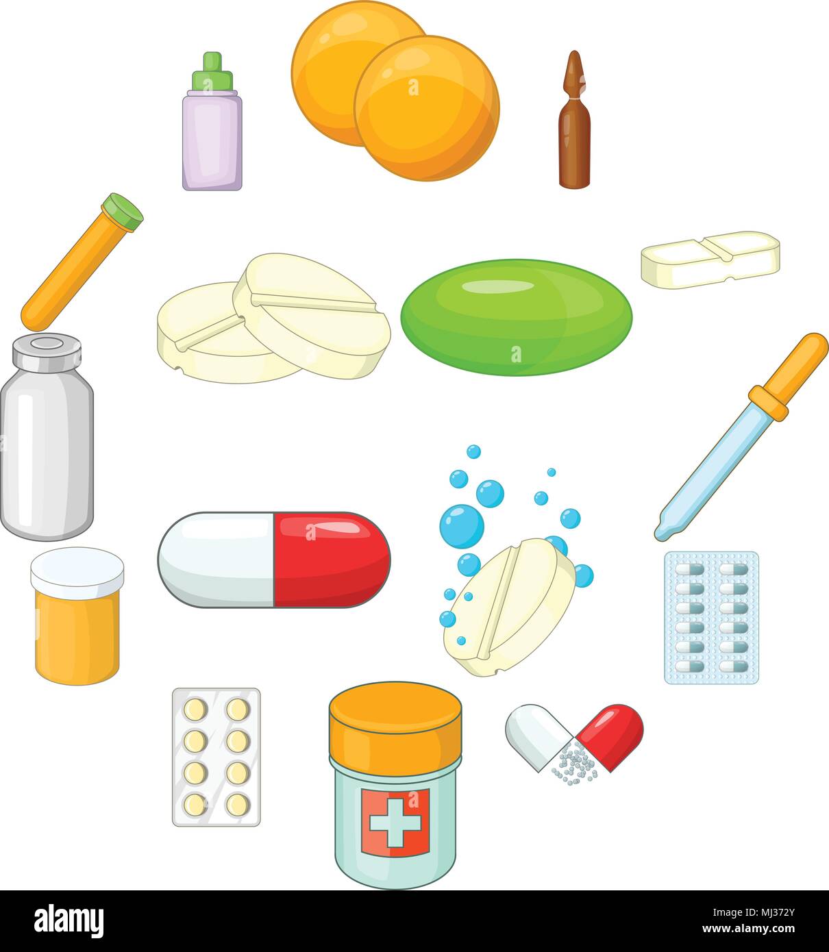 Medicamentos Los medicamentos, los iconos de estilo de dibujos animados  Imagen Vector de stock - Alamy