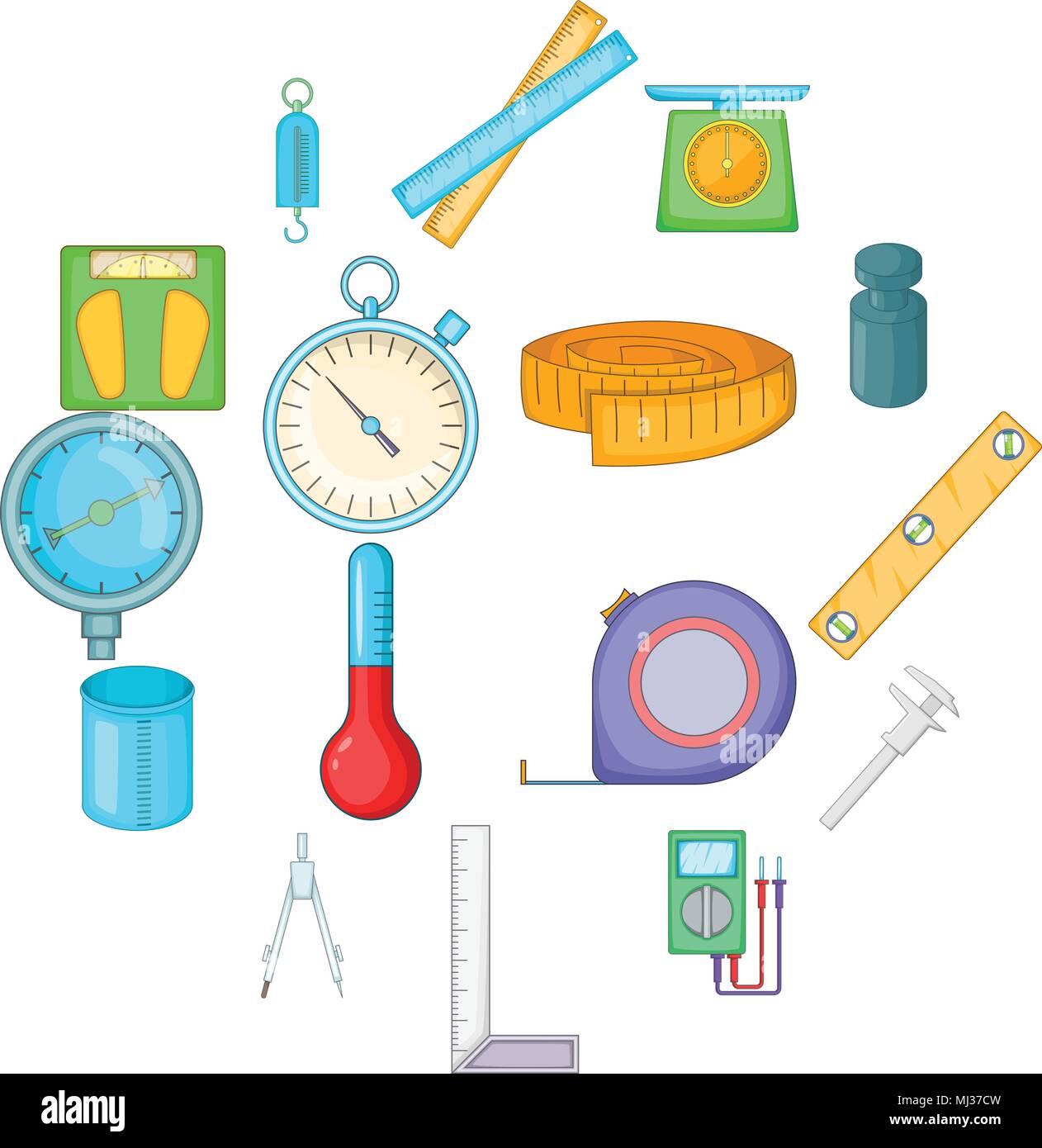 Herramientas de medición conjunto de iconos, estilo de dibujos animados  Imagen Vector de stock - Alamy