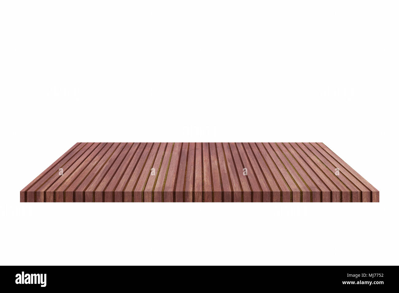 La parte superior de la tabla de madera aislado sobre fondo blanco - puede utilizarse para mostrar o montaje de sus productos (o alimentos) Foto de stock