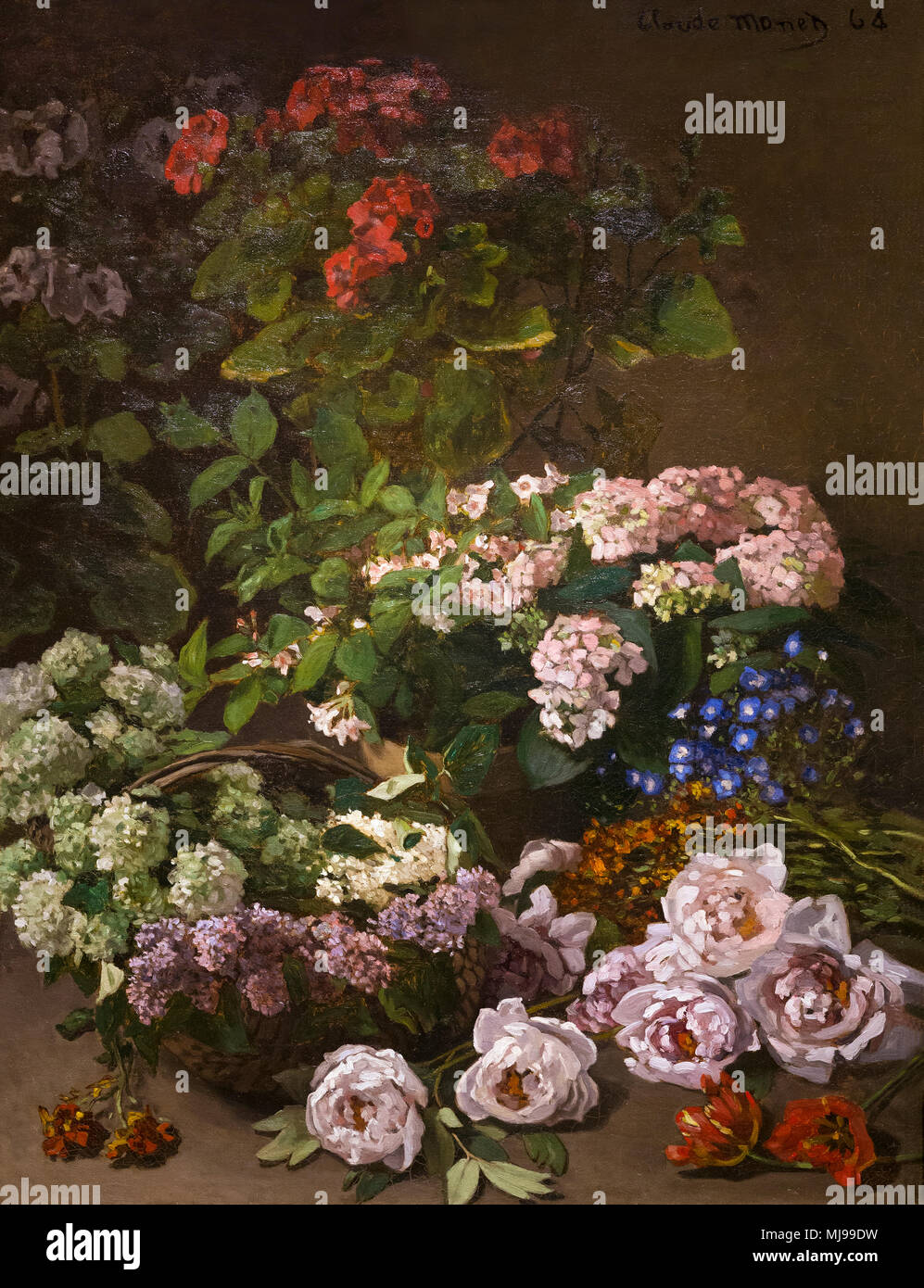 Las flores de la primavera, Claude Monet, 1864, Museo de Arte de Cleveland, Ohio, EE.UU., América del Norte Foto de stock