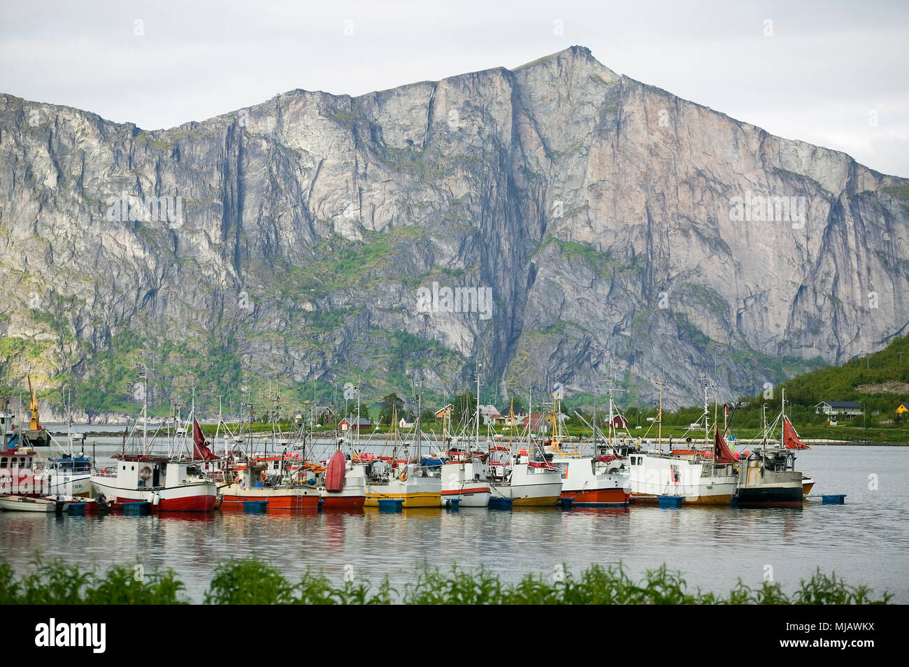 Fischerboote, Insel Senja, Norwegen Foto de stock