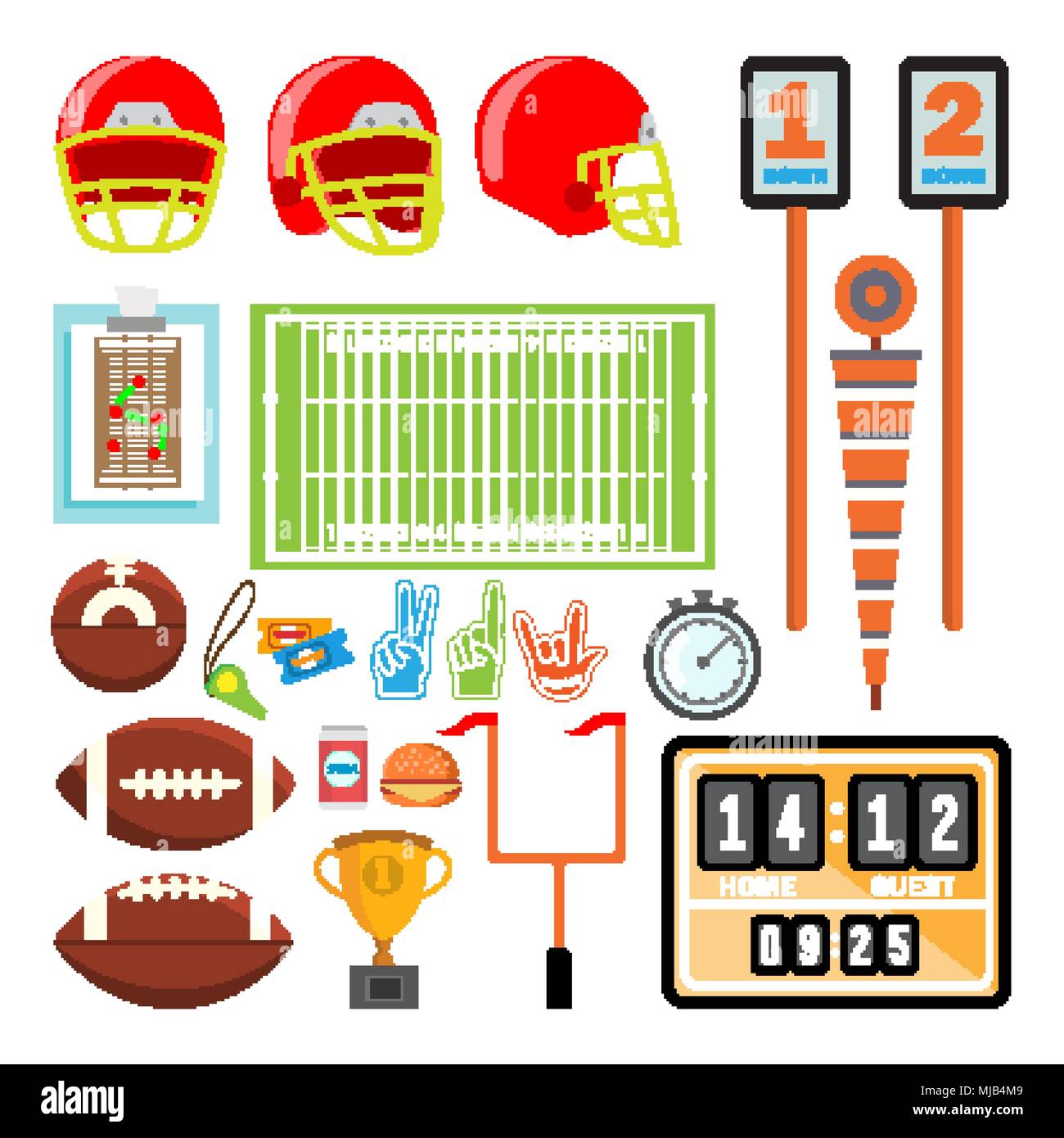 Iconos de fútbol Set Vector. Accesorios de fútbol. Bola, uniforme