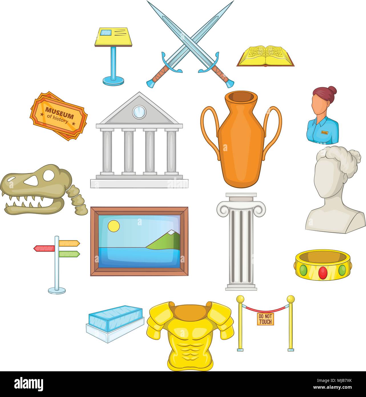 Museo de iconos, estilo de dibujos animados Imagen Vector de stock - Alamy