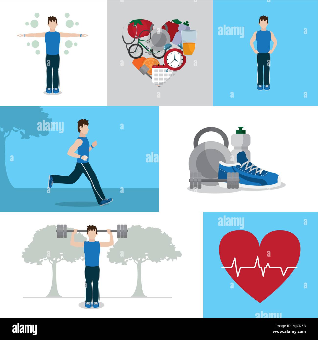 Hábitos saludables en el estilo de vida Imagen Vector de stock - Alamy