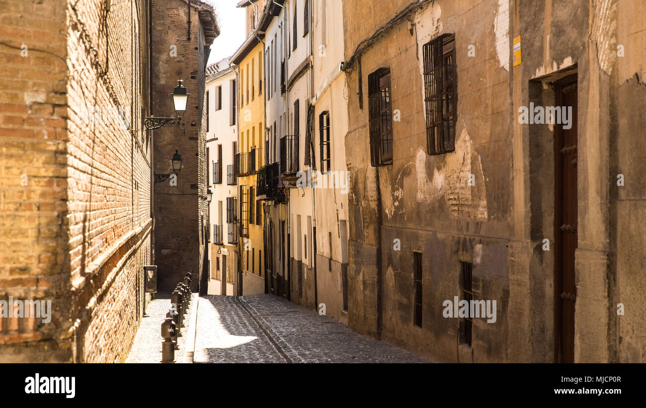 Europa, España, Andalucía, Granada, Ciudad Vieja lane, Foto de stock