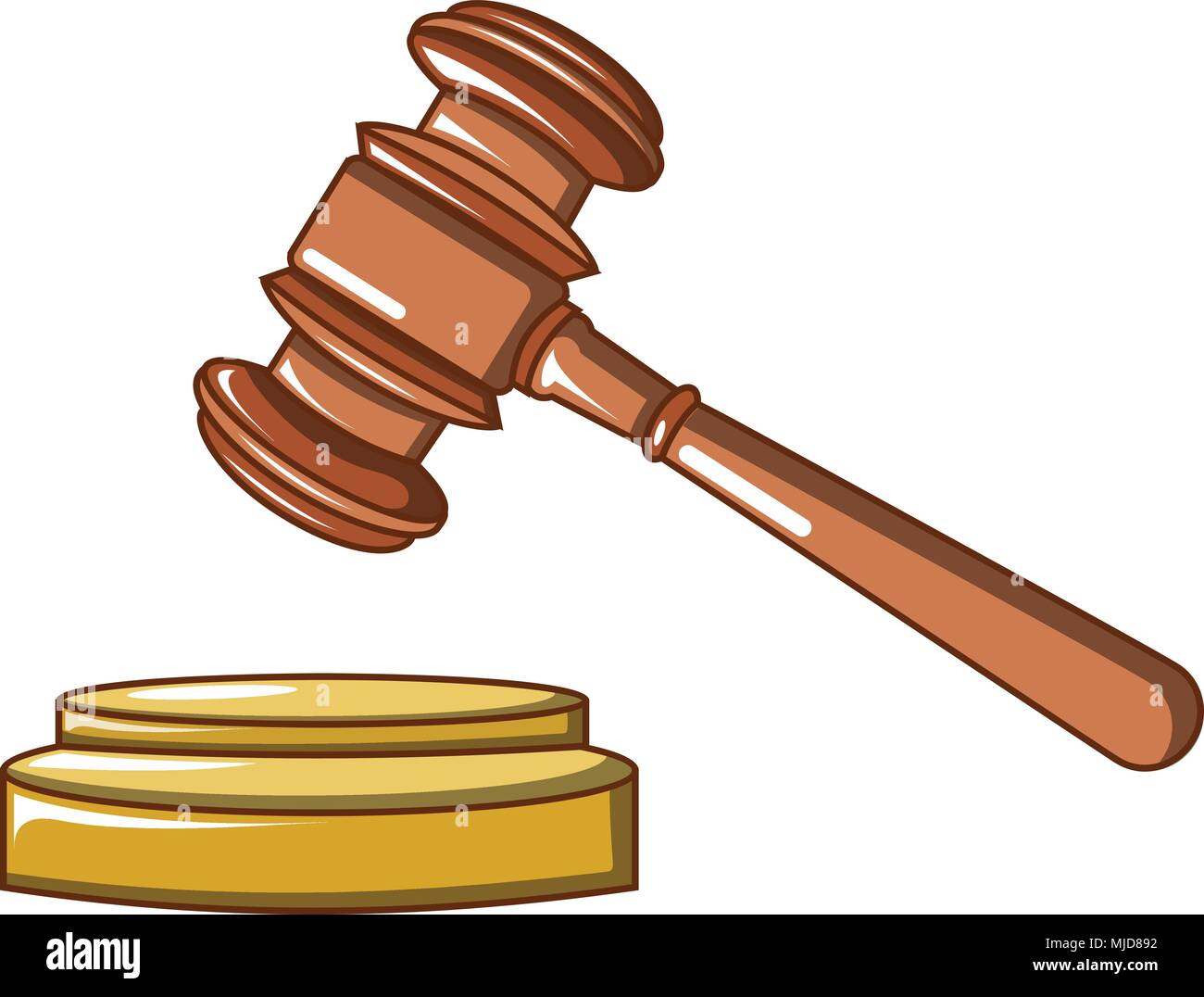 Jueza icono de martillo, estilo de dibujos animados Imagen Vector de
