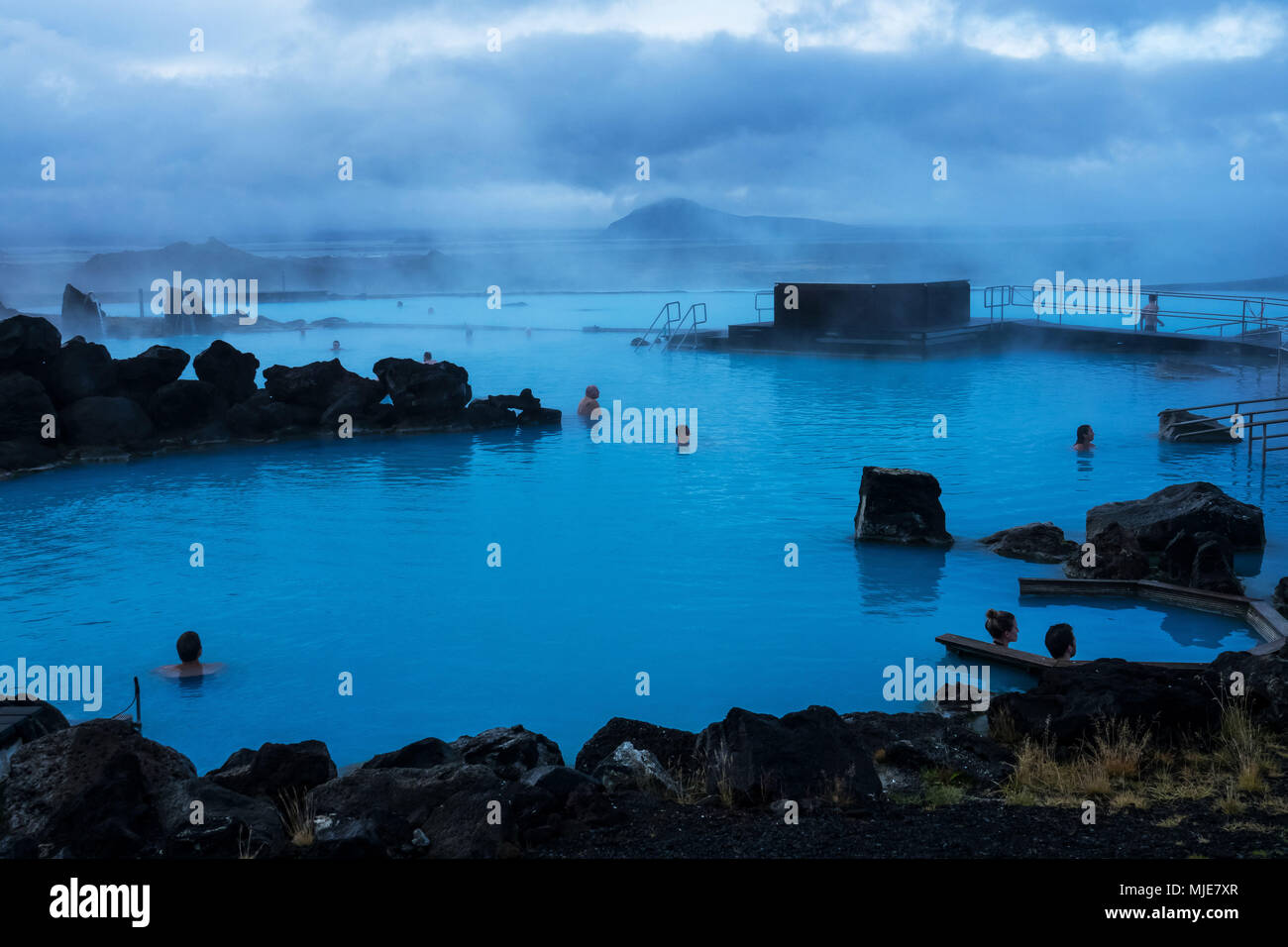 Baños termales de azufre cerca de Mývatn, Islandia Fotografía de stock