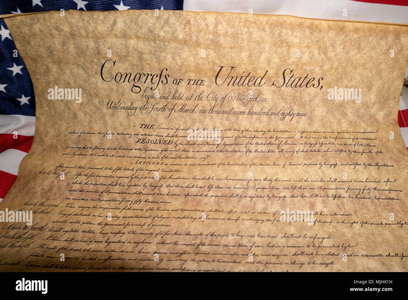 Carta de derechos de los Estados Unidos documentos vintage detalle