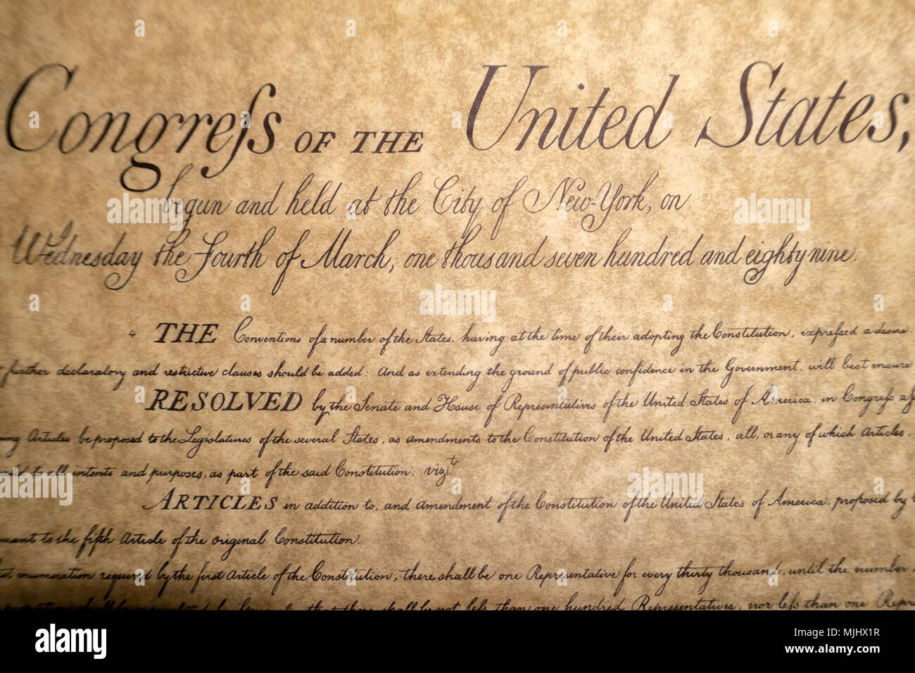 Carta de derechos de los Estados Unidos documentos vintage detalle