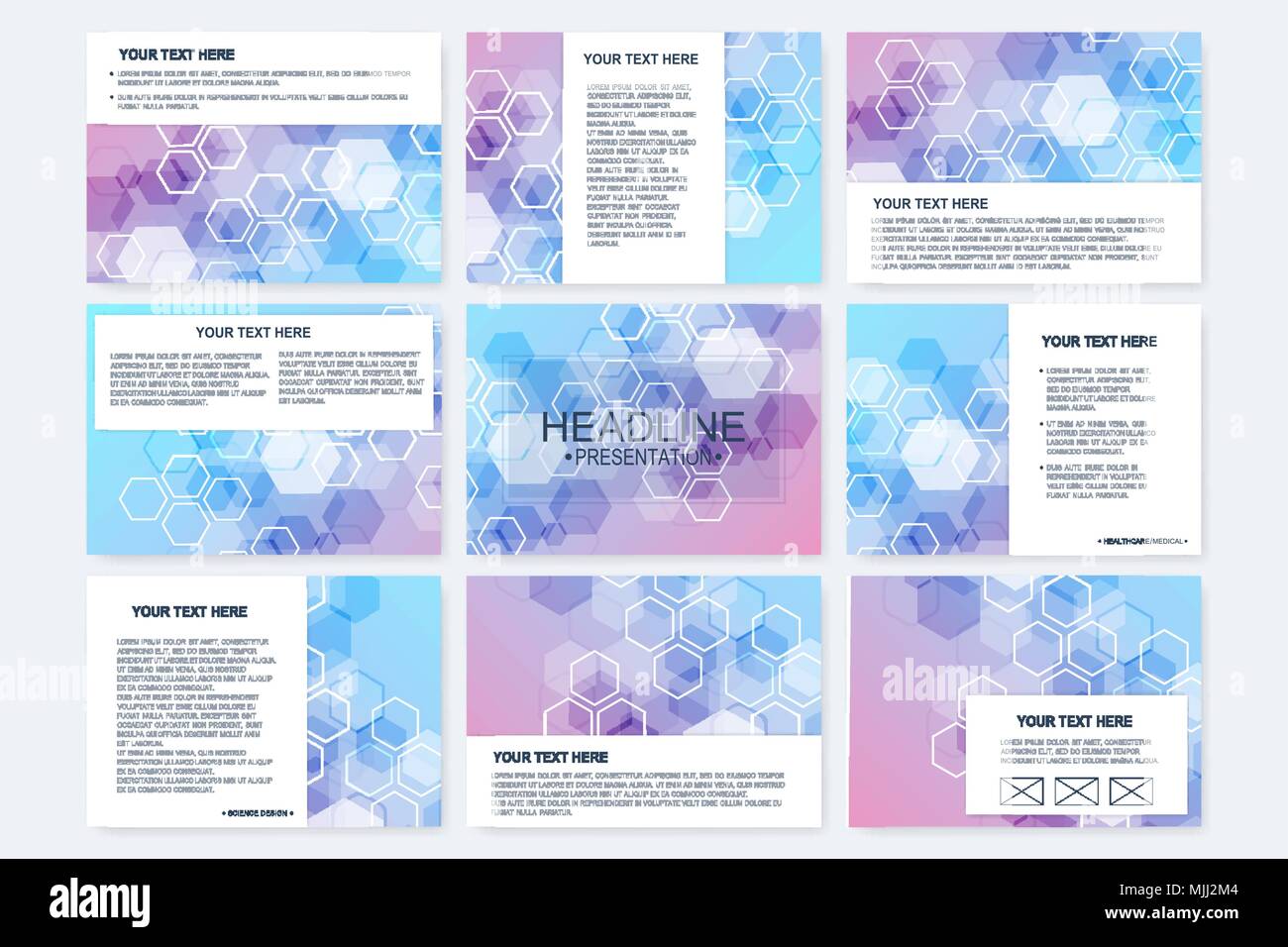 Gran Conjunto De Vector Plantillas Para Diapositivas De Presentacion Moderna Estructura De Fondo Grafico Molecula Y Comunicacion Patron Cientifico Atom Adn Medicina Ciencia Quimica De Diseno Imagen Vector De Stock Alamy