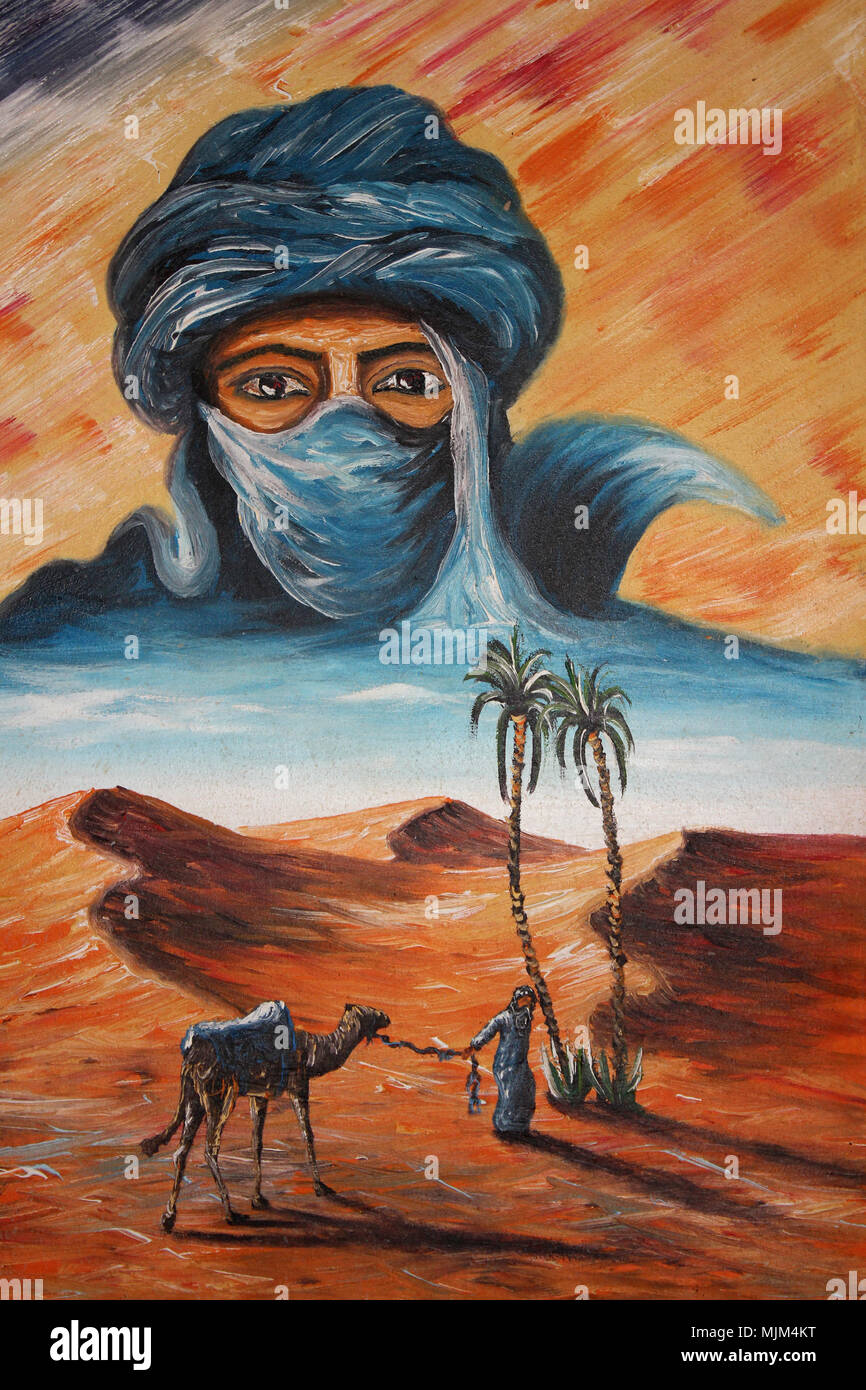 Arte - bereber del desierto en camello Foto de stock