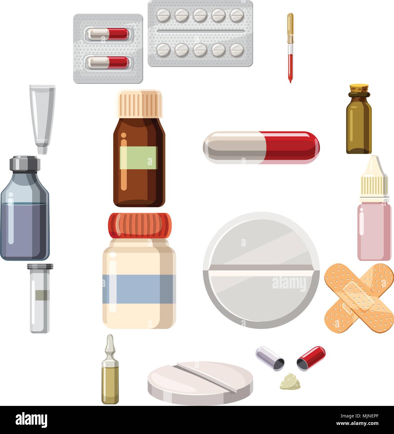 Los tipos de medicamentos de la medicina, conjunto de iconos de estilo de  dibujos animados Imagen Vector de stock - Alamy