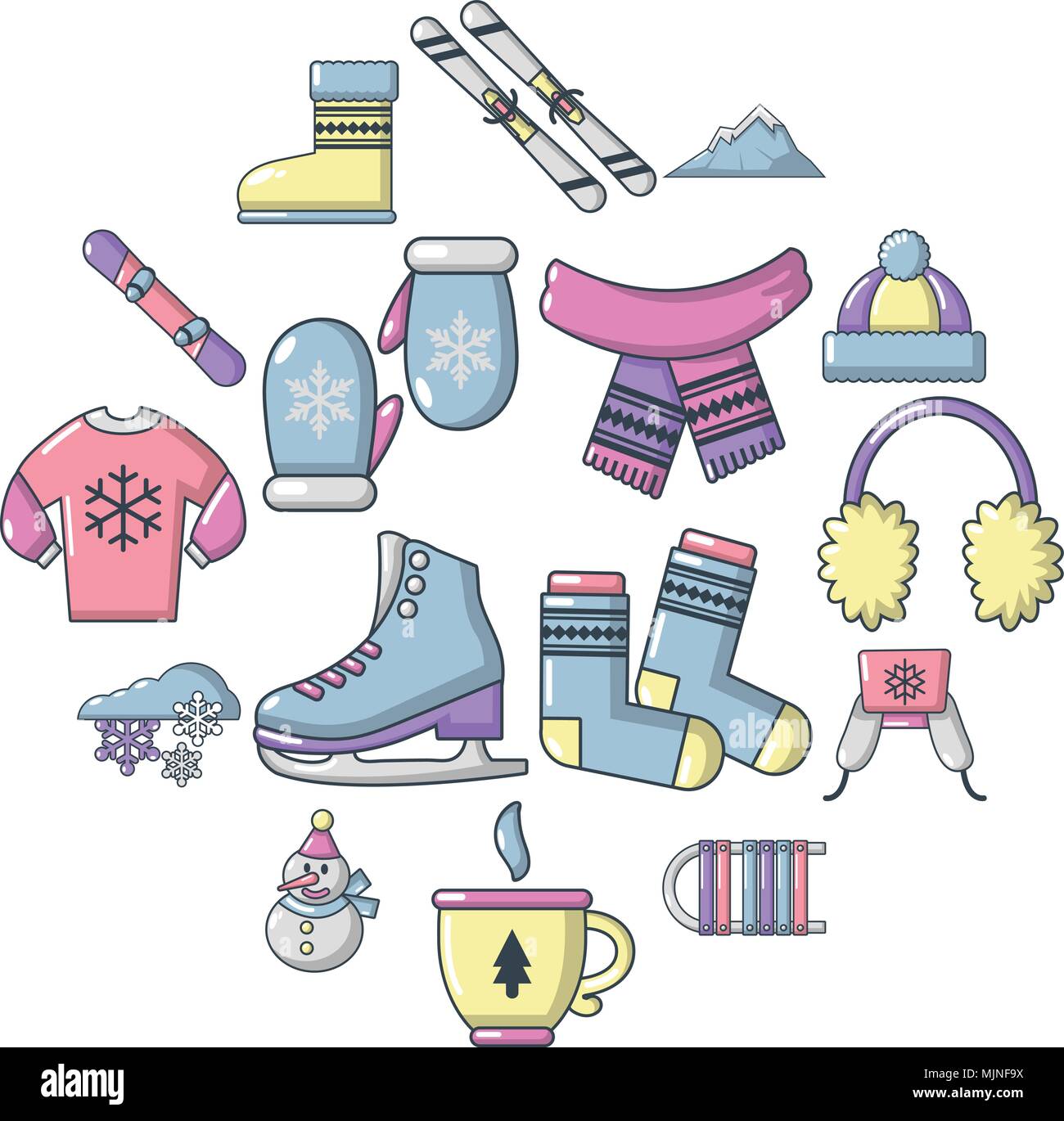 conjunto de iconos de ropa de invierno, estilo de dibujos animados 5318360  Vector en Vecteezy