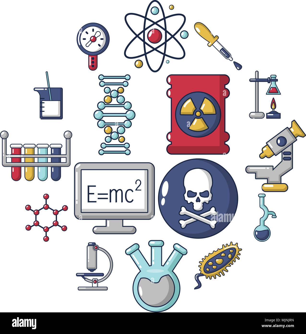 Laboratorio de Química, conjunto de iconos de estilo de dibujos animados  Imagen Vector de stock - Alamy