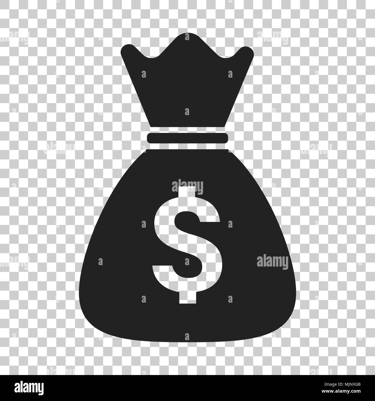 Bolsa de dinero vector icono de estilo plano. Con el símbolo del dólar Moneybag ilustración aislada sobre fondo transparente. Concepto de saco de dinero en efectivo. Ilustración del Vector