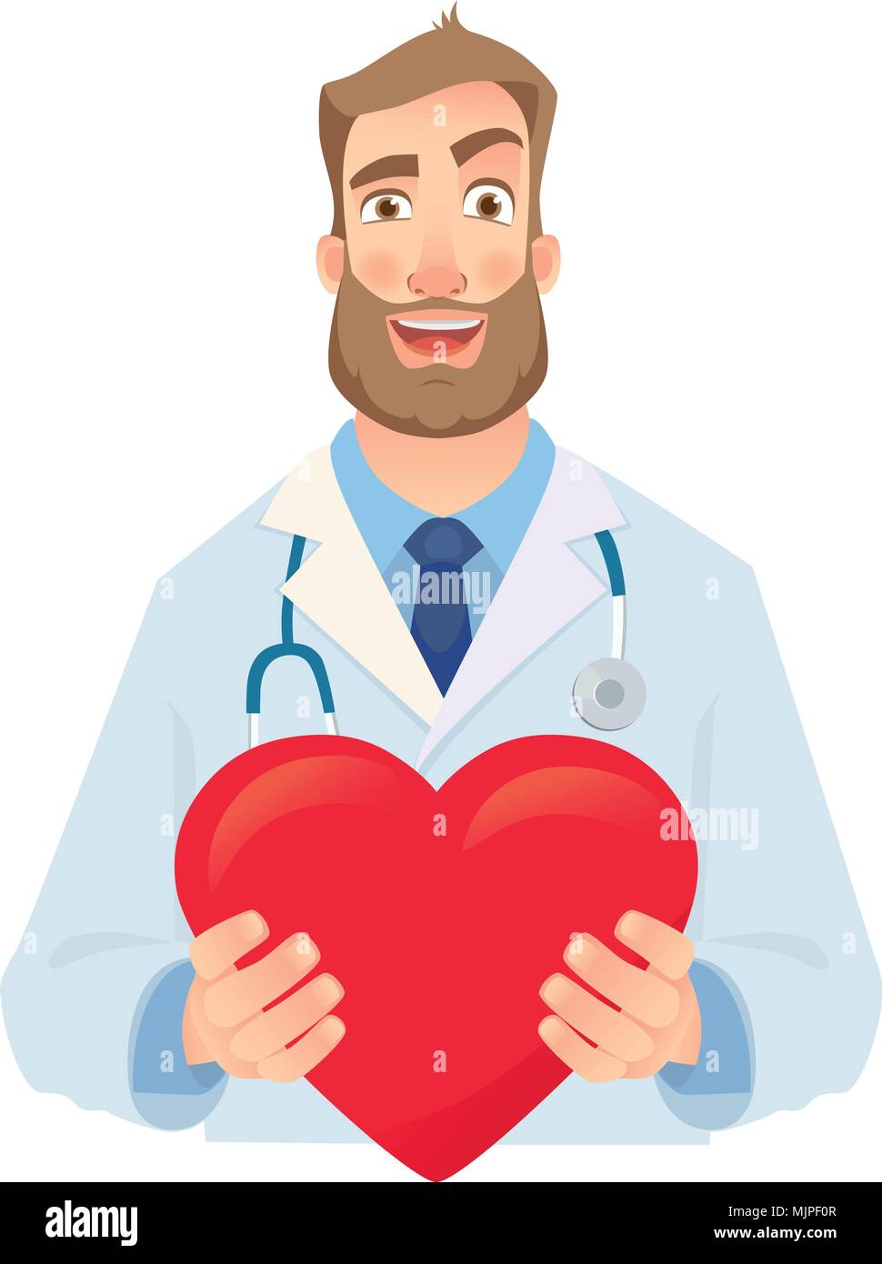 Doctor celebración corazón rojo Ilustración del Vector
