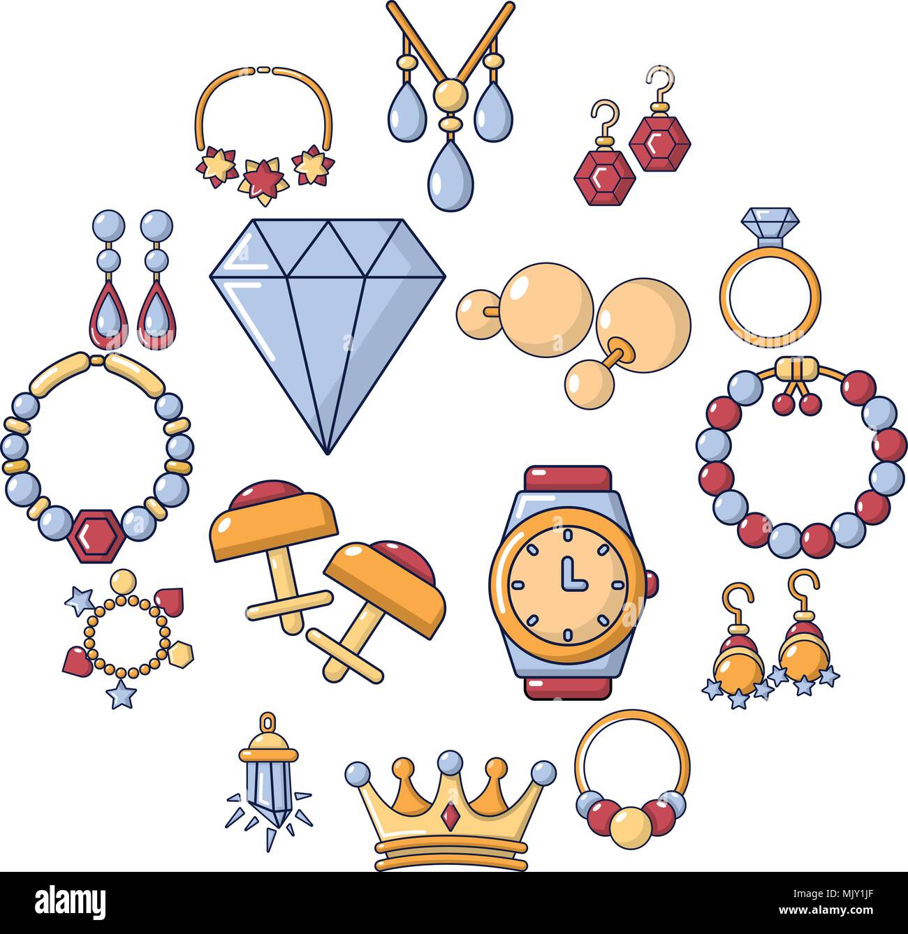 Joyería, conjunto de iconos de estilo de dibujos animados Imagen Vector de  stock - Alamy